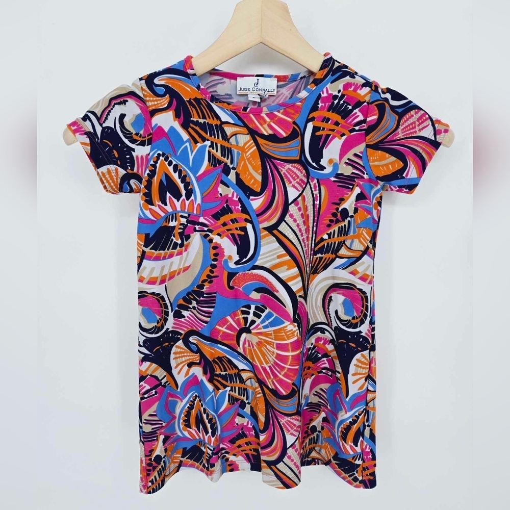 Jude Conally Multi Color Floral‎ Spandex Blend Top Size 6